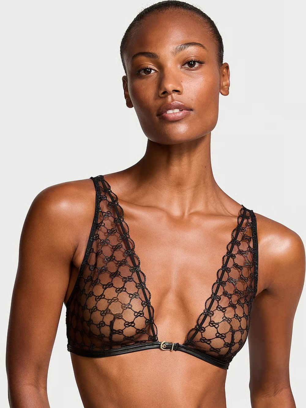 Victoria's Secret Black Sheer Knot Lace Bralette
